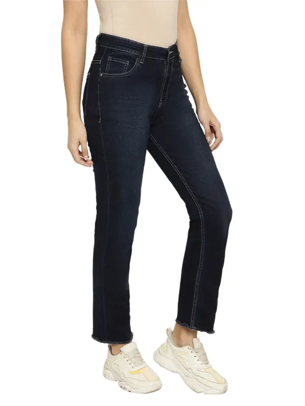 Mettle Women Blue Slash Knee Stretchable Jeans