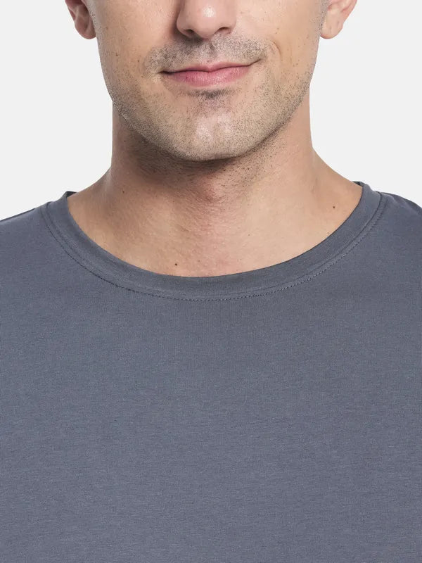 Men Grey Solid Cotton T-Shirt