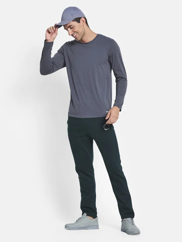 Men Grey Solid Cotton T-Shirt