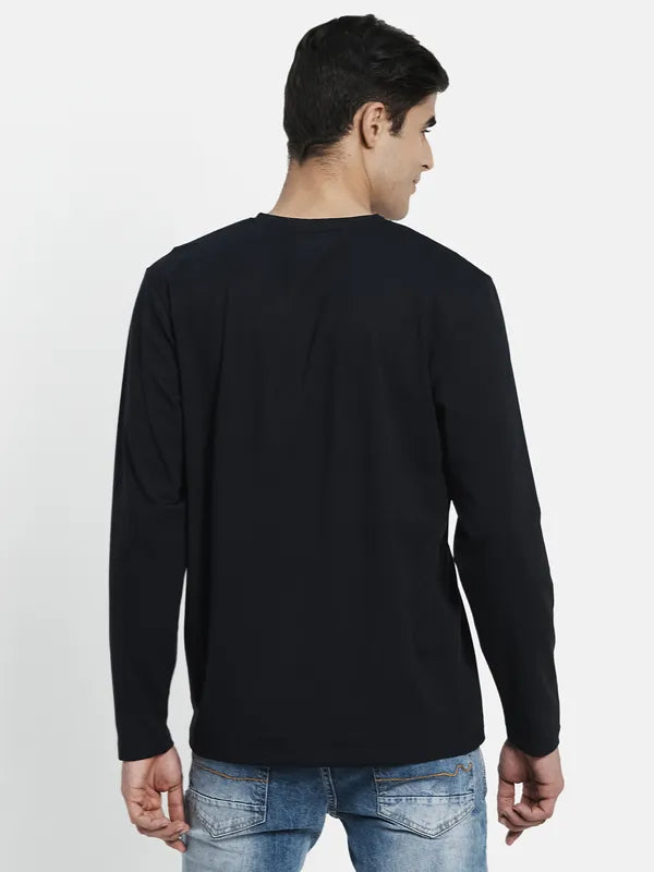 Men Navy Blue V-Neck T-Shirt