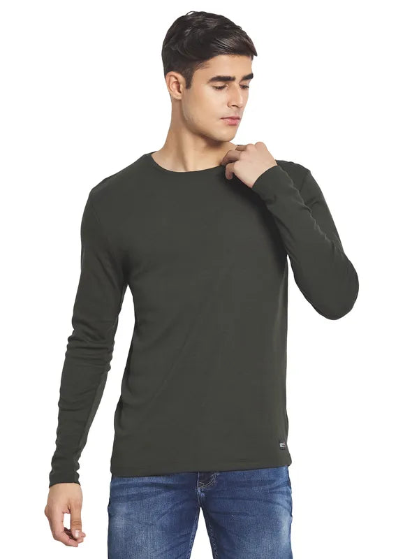 Mettle Men Olive Green Cotton T-Shirt