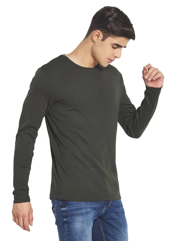 Mettle Men Olive Green Cotton T-Shirt