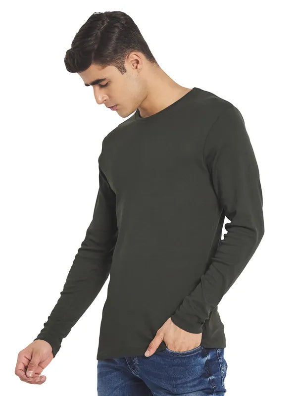 Mettle Men Olive Green Cotton T-Shirt