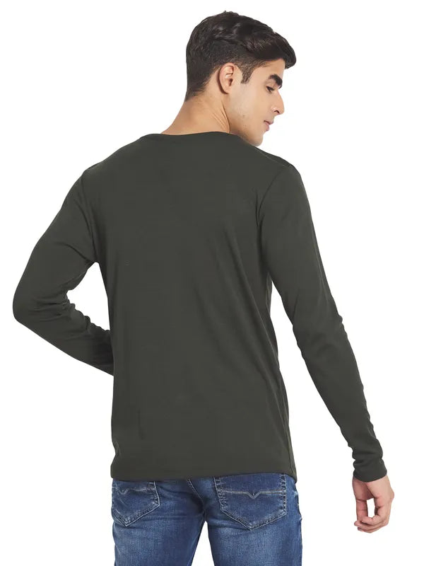 Mettle Men Olive Green Cotton T-Shirt