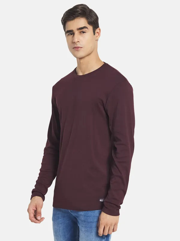 Mettle Men Maroon Henley Neck T-Shirt