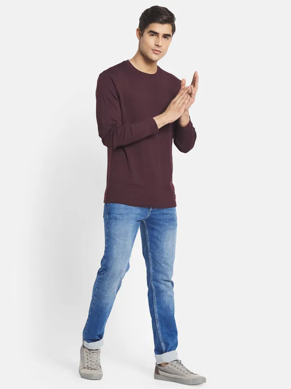 Mettle Men Maroon Henley Neck T-Shirt