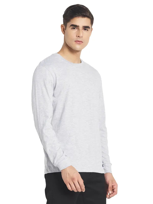Mettle Men Grey Solid Cotton T-Shirt