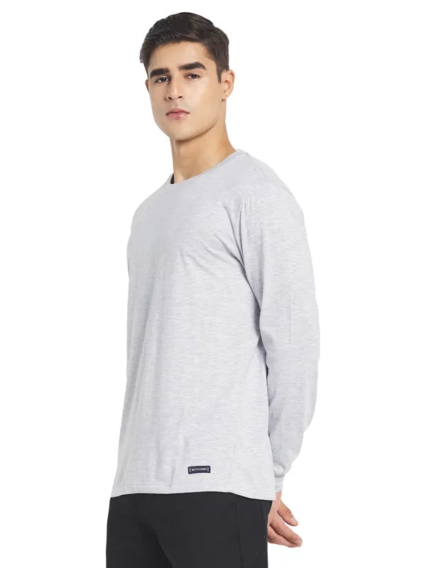 Mettle Men Grey Solid Cotton T-Shirt