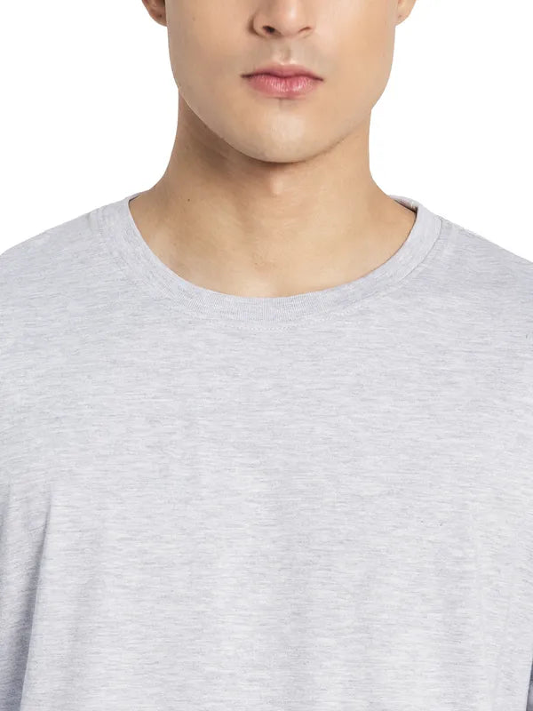 Mettle Men Grey Solid Cotton T-Shirt