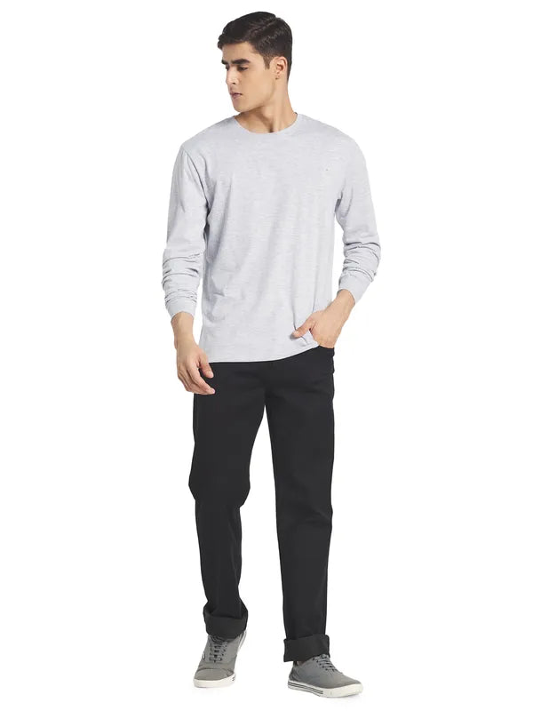 Mettle Men Grey Solid Cotton T-Shirt
