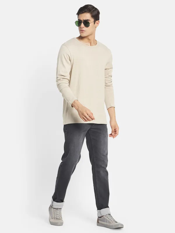 Mettle Men Cream-Coloured Raw Edge T-Shirt