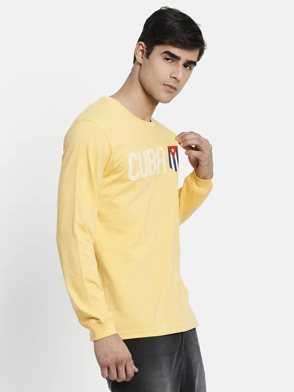 Men Yellow Typography Printed T-Shirt