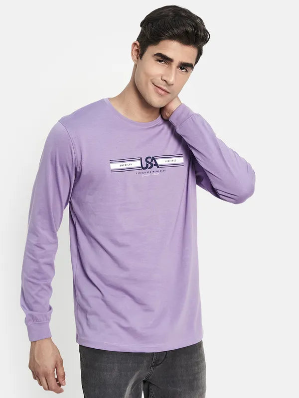 Men Purple Typography Printed T-Shirt