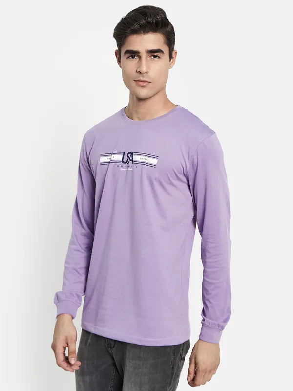 Men Purple Typography Printed T-Shirt