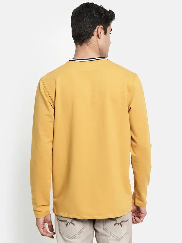 Men Yellow Round Neck T-Shirt