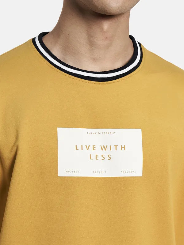 Men Yellow Round Neck T-Shirt