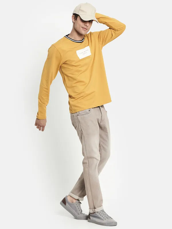 Men Yellow Round Neck T-Shirt