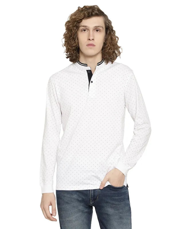 Mettle Men White Mandarin Collar T-Shirt