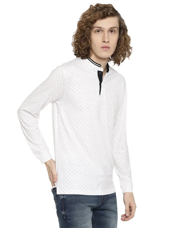 Mettle Men White Mandarin Collar T-Shirt