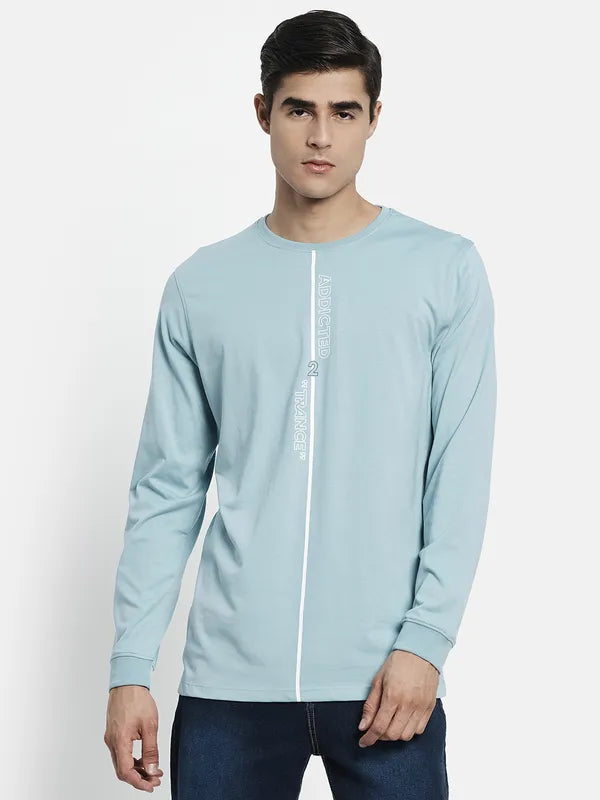 Men Blue Long Sleeves T-Shirt