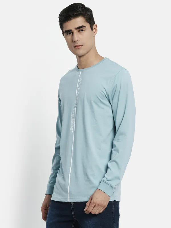 Men Blue Long Sleeves T-Shirt