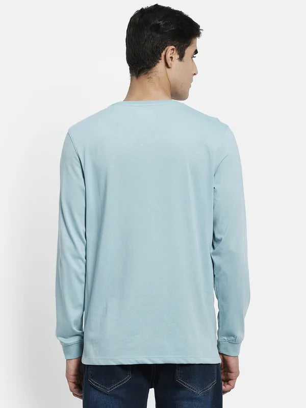 Men Blue Long Sleeves T-Shirt