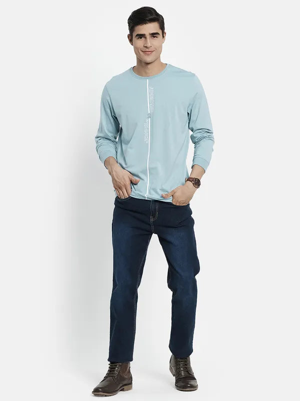 Men Blue Long Sleeves T-Shirt