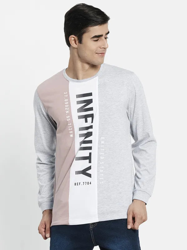 Men Pink Typography Colourblocked Cotton T-Shirt