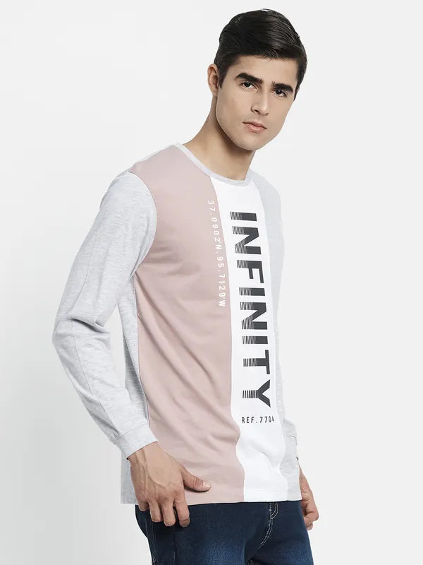 Men Pink Typography Colourblocked Cotton T-Shirt