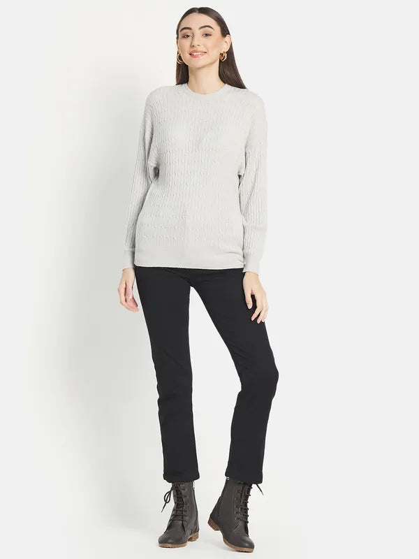 Mettle Women Grey Cable Knit Pullover