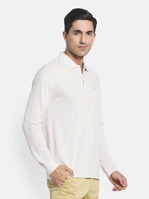 Men White Polo Collar T-Shirt