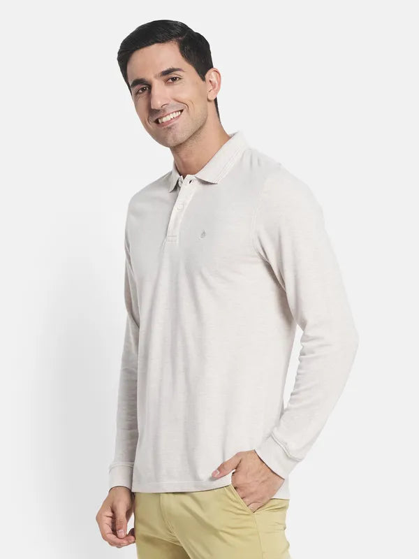 Men White Polo Collar T-Shirt