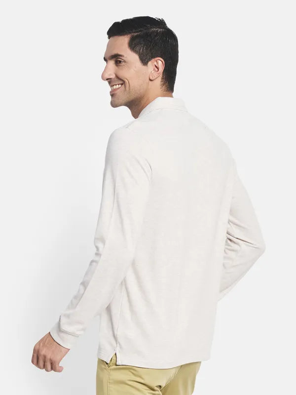 Men White Polo Collar T-Shirt