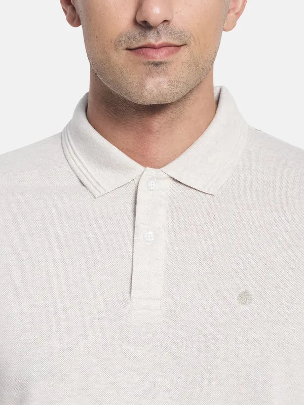 Men White Polo Collar T-Shirt