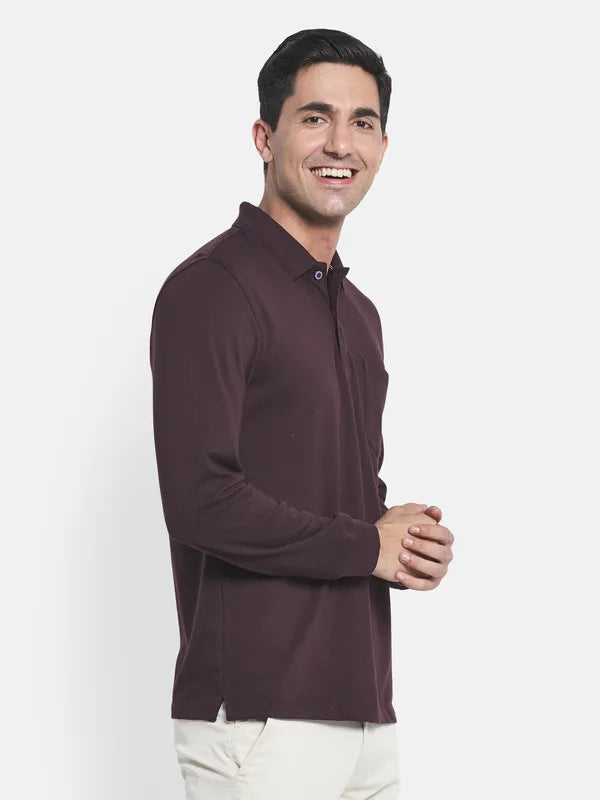 Men Maroon Polo Collar T-Shirt