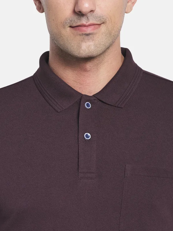 Men Maroon Polo Collar T-Shirt