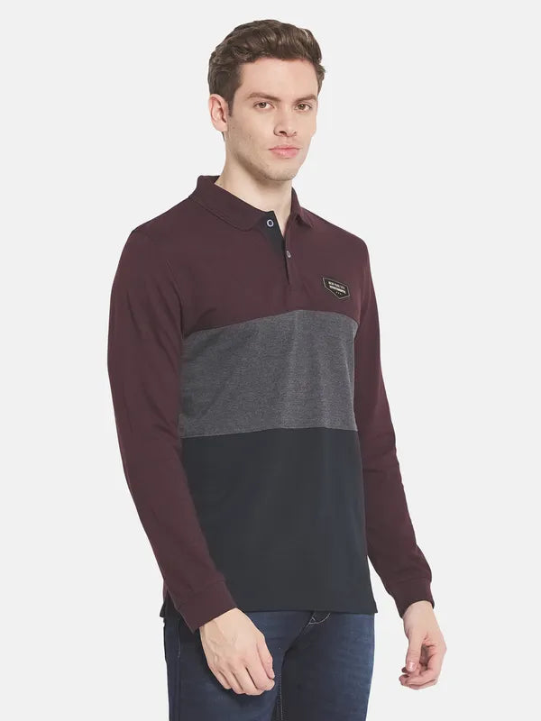 Men Maroon Polo Collar T-Shirt