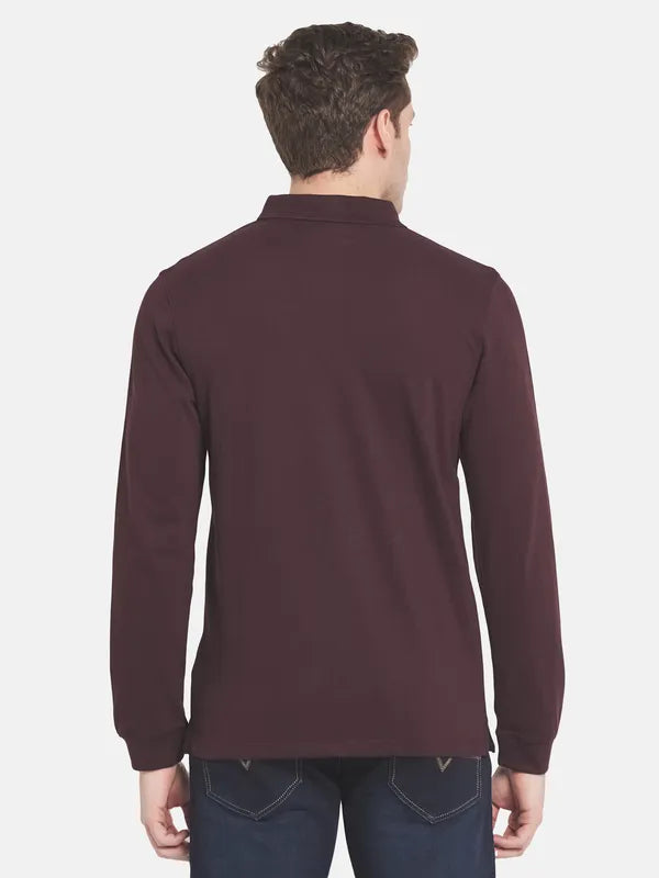 Men Maroon Polo Collar T-Shirt