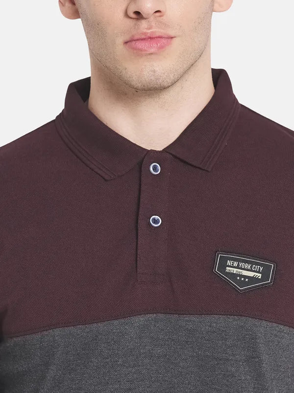 Men Maroon Polo Collar T-Shirt