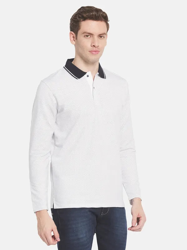 Men White Polo Collar T-Shirt