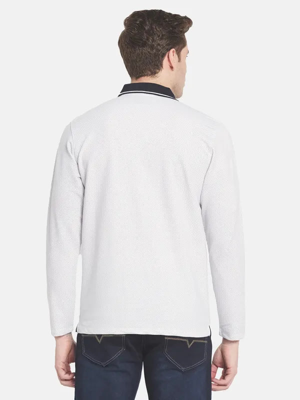 Men White Polo Collar T-Shirt