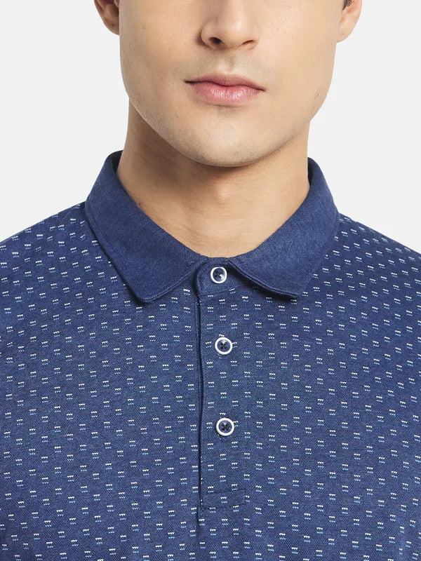 Mettle Men Blue Polo Collar T-Shirt