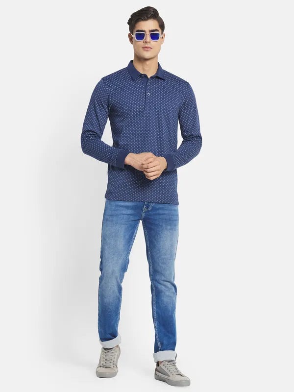 Mettle Men Blue Polo Collar T-Shirt