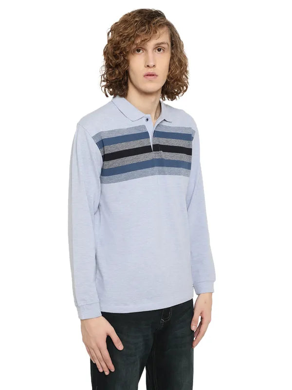 Mettle Men Striped Cotton Polo Collar T-Shirt