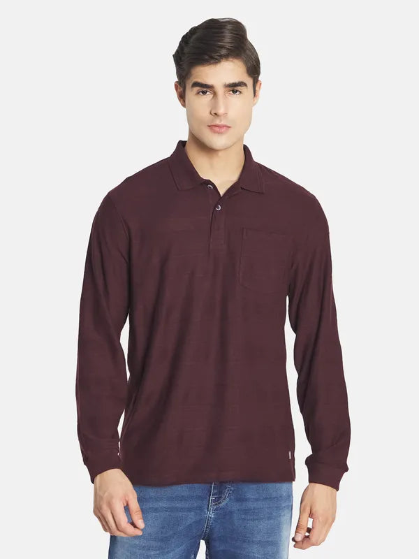 Mettle Men Maroon Polo Collar T-Shirt