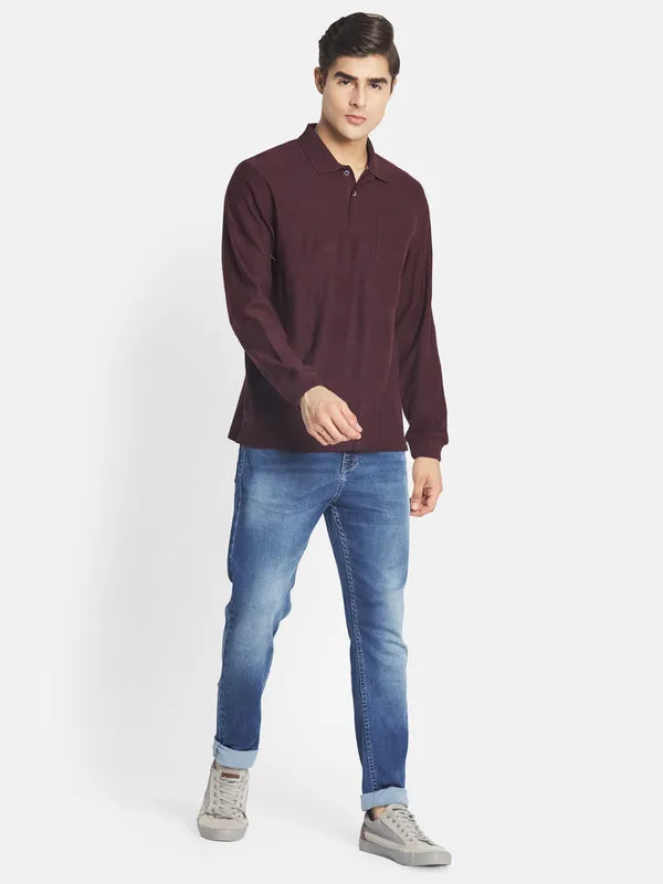 Mettle Men Maroon Polo Collar T-Shirt