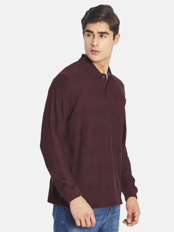 Mettle Men Maroon Polo Collar T-Shirt