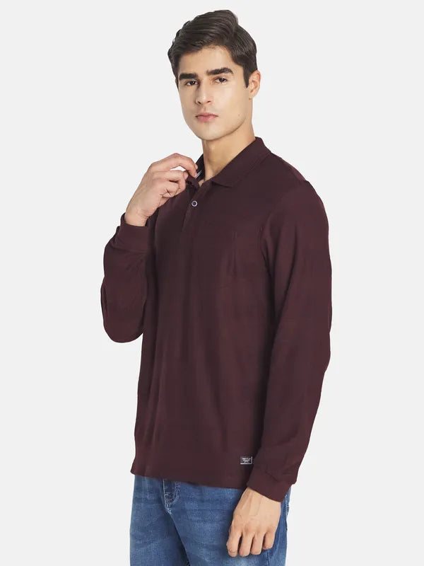 Mettle Men Maroon Polo Collar T-Shirt