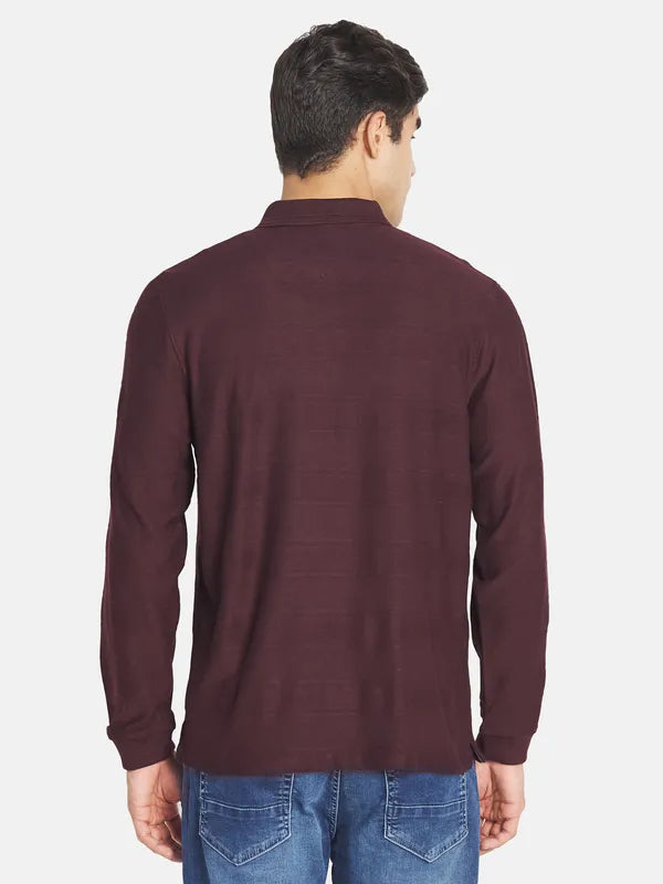 Mettle Men Maroon Polo Collar T-Shirt