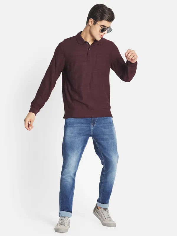 Mettle Men Maroon Polo Collar T-Shirt